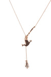 Swallow Bird Charm Long Necklace in rose gold