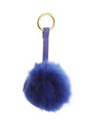 Fur Pom Pom Bag Charm Keyring in blue