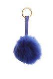 Fur Pom Pom Bag Charm Keyring in blue