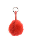 Fur Pom Pom Bag Charm Keyring in coral