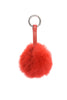 Fur Pom Pom Bag Charm Keyring in coral