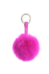 Fur Pom Pom Bag Charm Keyring in Cerise pink