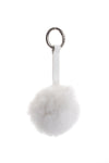 Fur Pom Pom Bag Charm Keyring in white
