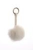Fur Pom Pom Bag Charm Keyring in light cream