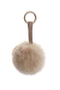 Fur Pom Pom Bag Charm Keyring in beige