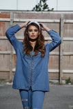 Beaded Rhinestones Denim Hoodie