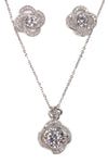 Flower Cubic Zirconia Necklace & Earring Sets