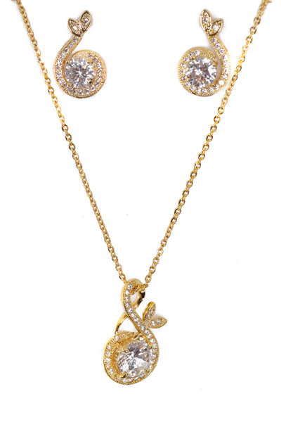 Spiral Cubic Zirconia Necklace & Earring Sets