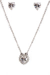 Bow Heart Cubic Zirconia Necklace & Earring Sets in silver
