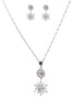 Sparkly Snowflake Cubic Zirconia Necklace & Earring Sets in Silver