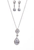 Tear Drop Cubic Zirconia Necklace & Earring Sets in Silver
