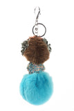 Monchichi Crystal Doll Rhinestones Pom Pom Keychain Diamante Keyring