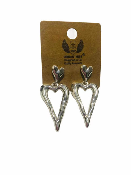 Double Heart Outline Drop Earrings