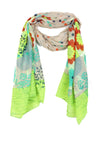 Large Neon Colour Floral Print Voile Scarf