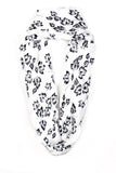 Soft Faux Fur Flower Print Snood in white