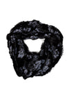 Soft Faux Fur Flower Print Snood in black