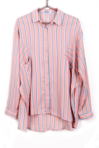 Oversized Striped Shirt in Pink