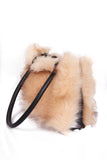 Faux Fur Zip Shoulder Handbag with Leather Strap