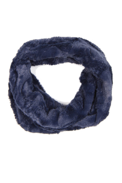 Wave Textured Soft Faux Fur Snood in navy