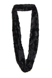 Wave Textured Soft Faux Fur Snood in black