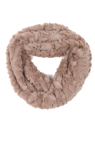 Rose Textured Soft Faux Fur Snood in mink