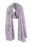 Geometric Floral Print Cashmere Feel Wooly Scarf