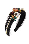 Jewel and Pearl Embellished Hairband in black