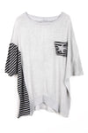 Oversized Star and Stripe Print Linen Top in silver grey