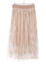 Pleated Mesh Midi Skirt with Feather Sequins