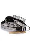 Thin Diamante Glitter Buckle Belt in silver