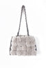 Fluffy Faux Fur Pom Pom Chain Shoulder Handbagin light grey