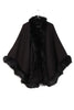 Knitted Faux Fur Swing Poncho Cape in black