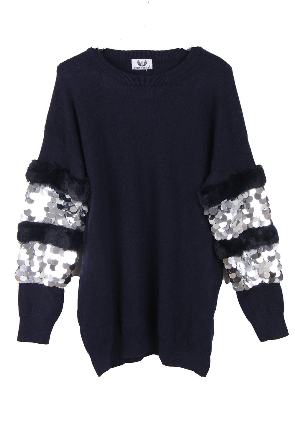 Black faux fur jumper sale