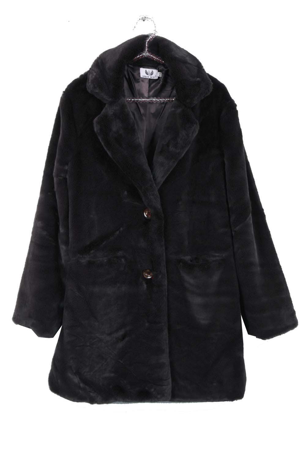 Soft faux fur coat black shop