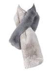 Colour Block Fluffy Faux Fur Pull Through Scarf in grey