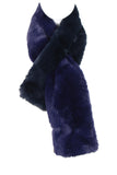 Colour Block Fluffy Faux Fur Pull Through Scarf in navy