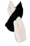 Colour Block Fluffy Faux Fur Pull Through Scarf in black/cream
