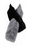 Colour Block Fluffy Faux Fur Pull Through Scarf in grey