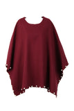 Oversized Felt Pull Over Poncho with Pearl Detail