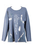 Oversized Patchwork Jersey Jumper with Sequin in denim blue
