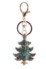 Christmas Tree Diamante Bag Charm Keyring in gold