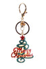 Merry Christmas Tree Diamante Bag Charm Keyring