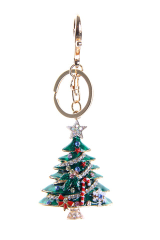 Christmas Deco Tree Diamante Bag Charm Keyring