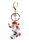 Christmas Santa in Stocking Diamante Bag Charm Keyring