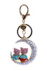 Crescent Moon Bear Diamante Bag Charm Keyring in gold