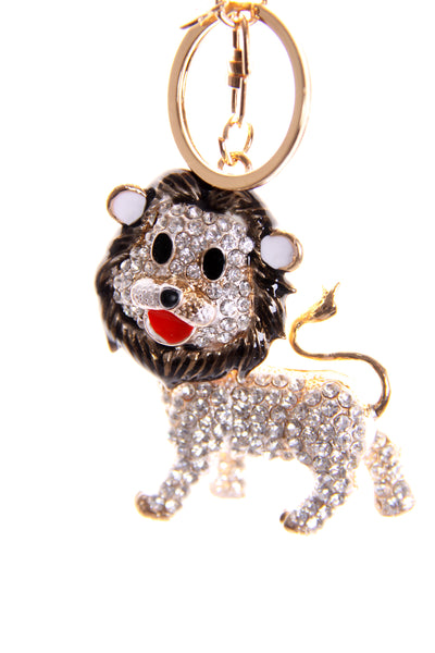 Lion Diamante Bag Charm Keyring