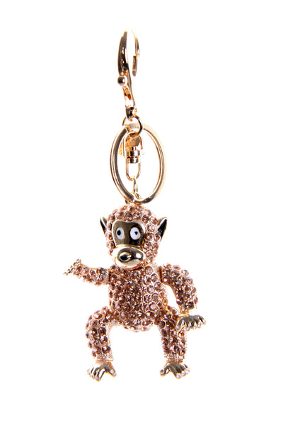 Monkey Diamante Bag Charm Keyring