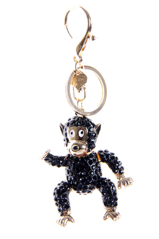 Monkey Diamante Bag Charm Keyring