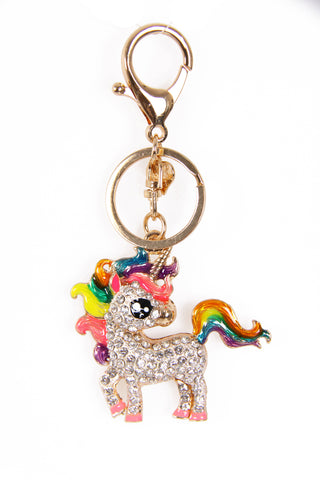 Unicorn Diamante Bag Charm Keyring