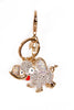 Baby Elephant Diamante Bag Charm Keyring in clear on gold